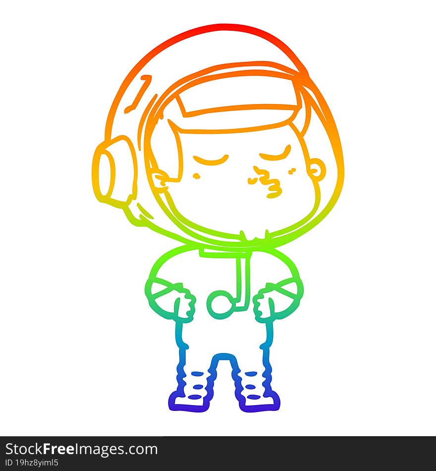 rainbow gradient line drawing cartoon confident astronaut