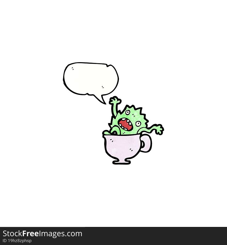 cartoon monster in teacup