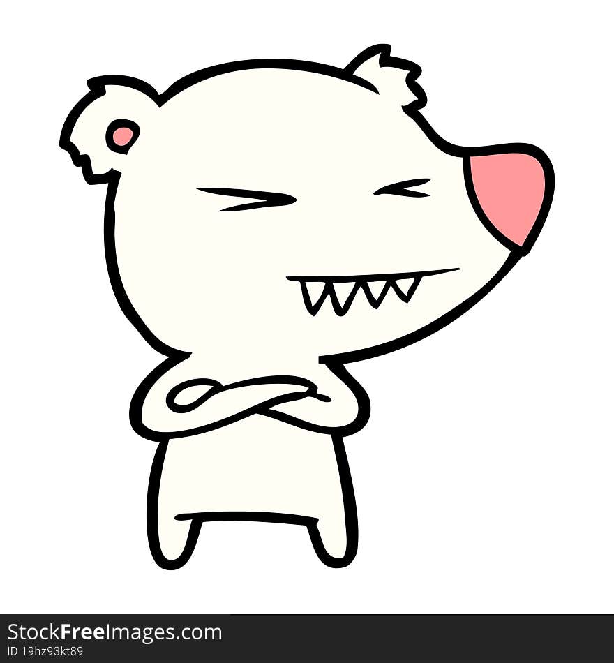 angry polar bear cartoon with folded arms. angry polar bear cartoon with folded arms