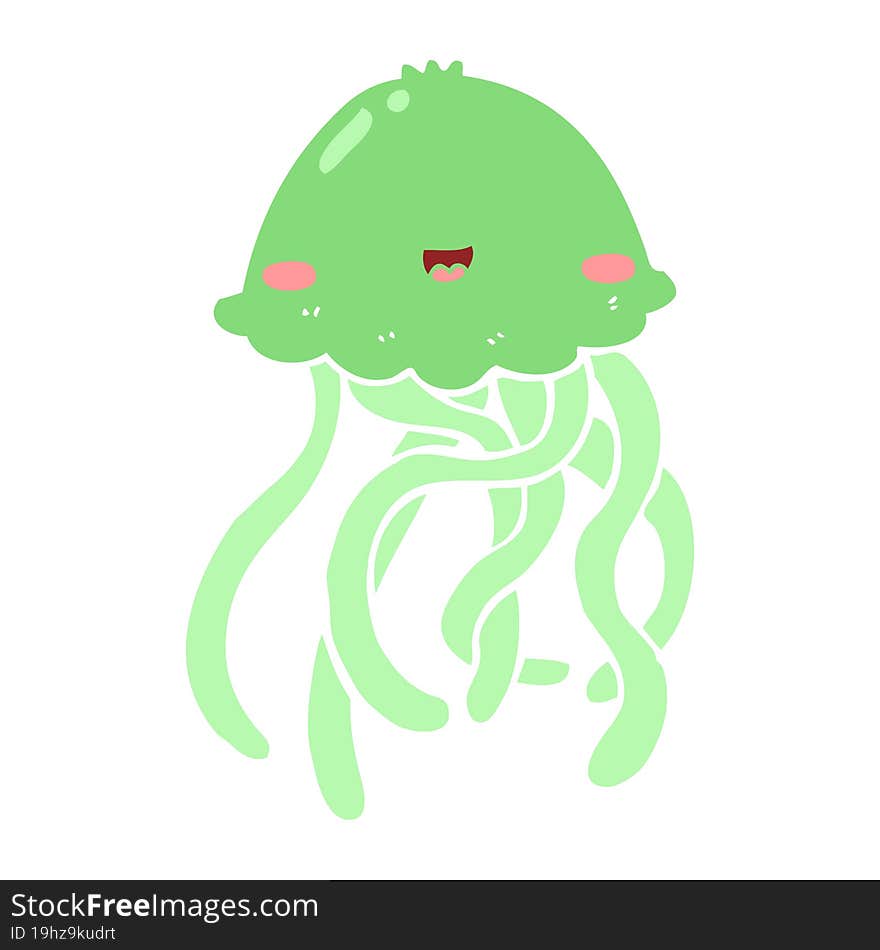 cute flat color style cartoon jellyfish