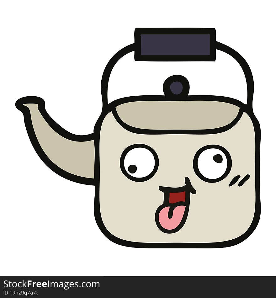 cute cartoon of a kettle. cute cartoon of a kettle