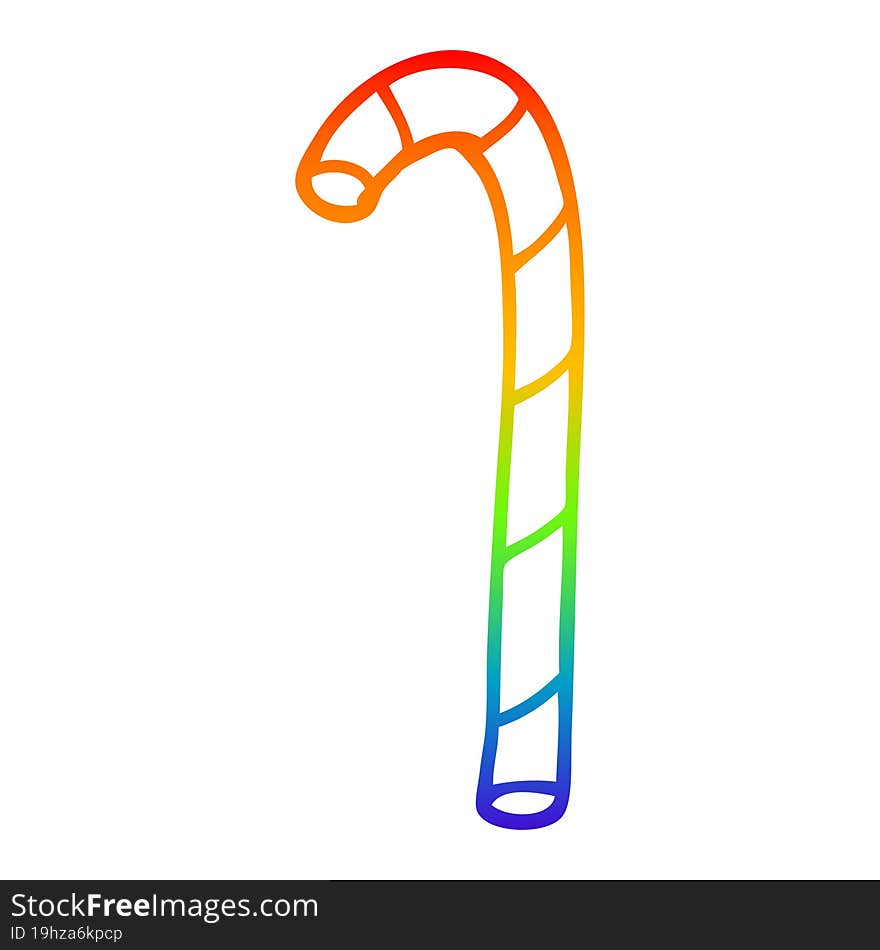 rainbow gradient line drawing of a cartoon candy cane