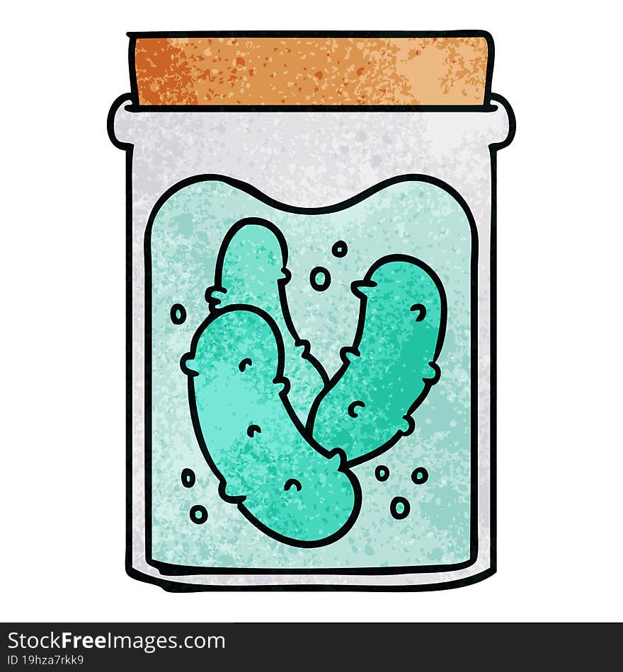 Textured Cartoon Doodle Jar Of Pickled Gherkins