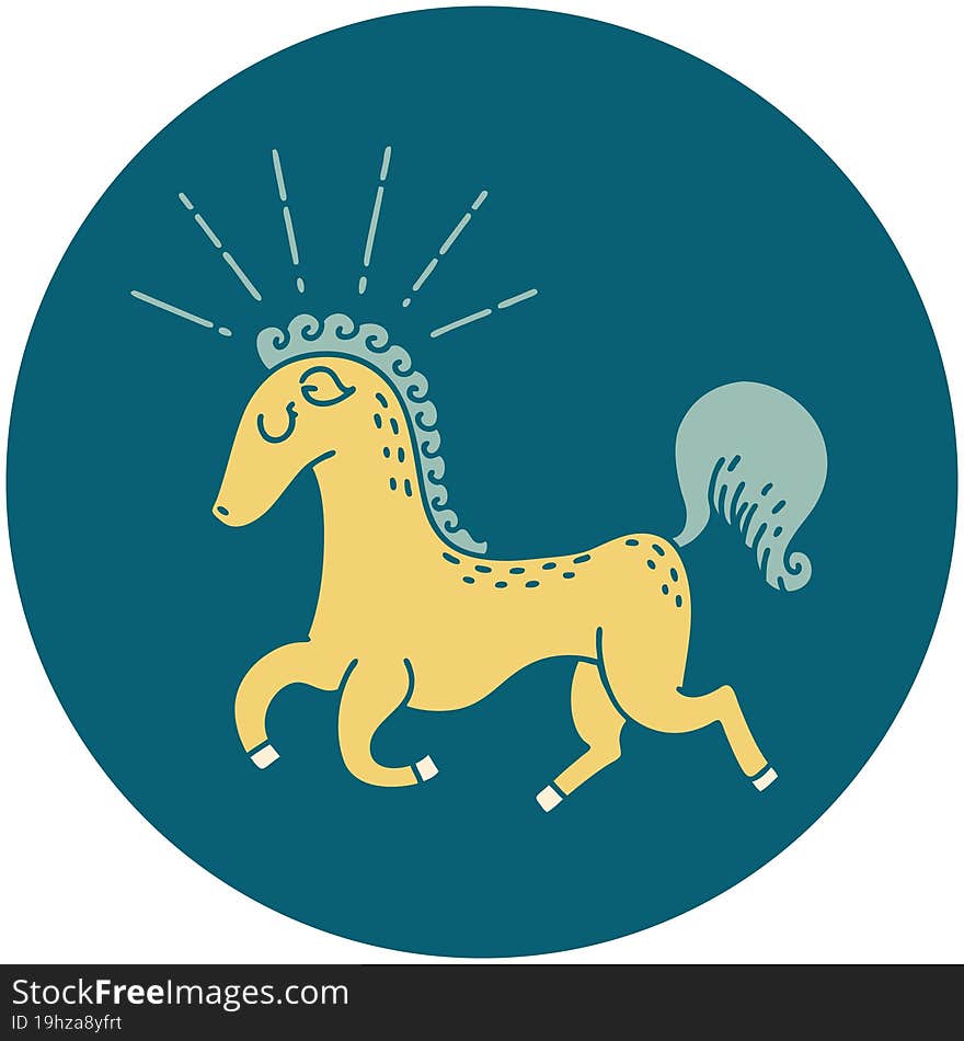 icon of tattoo style prancing stallion