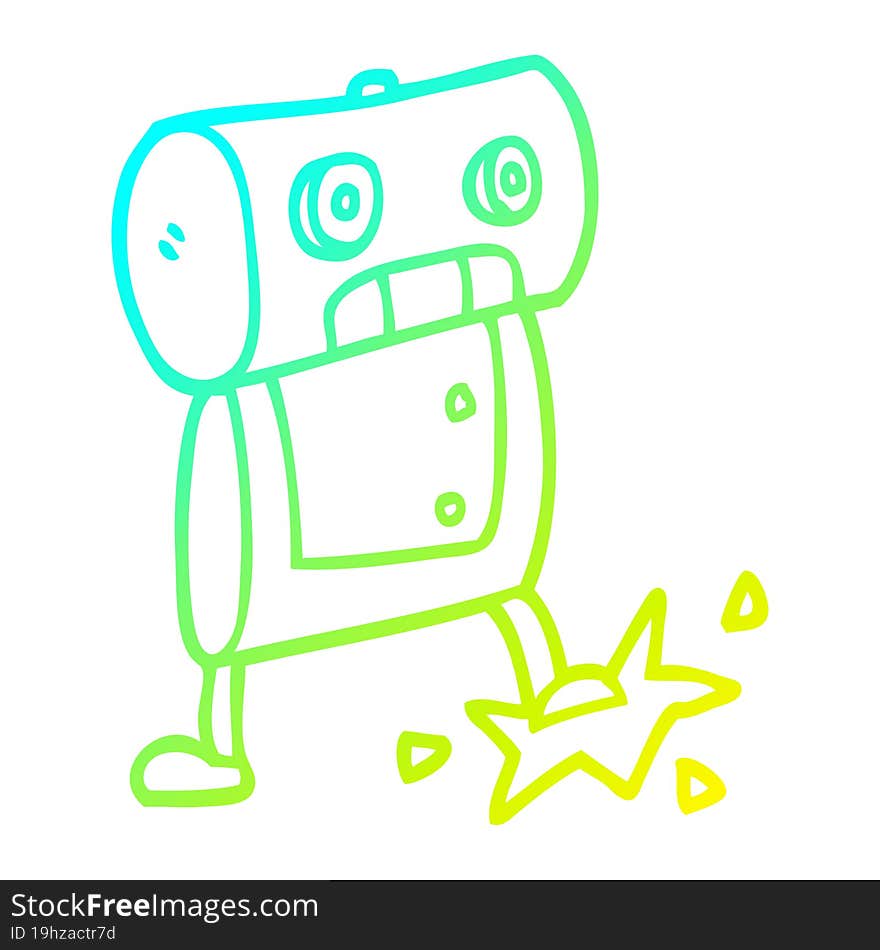 cold gradient line drawing cartoon robot