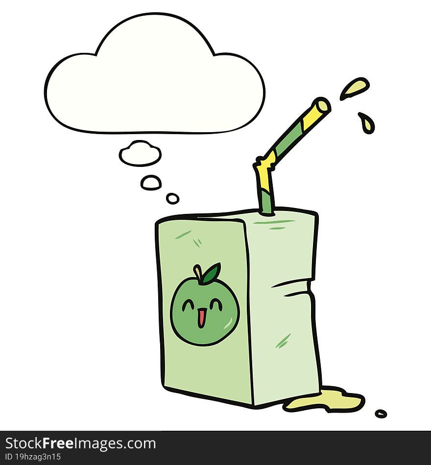 cartoon juice box and thought bubble