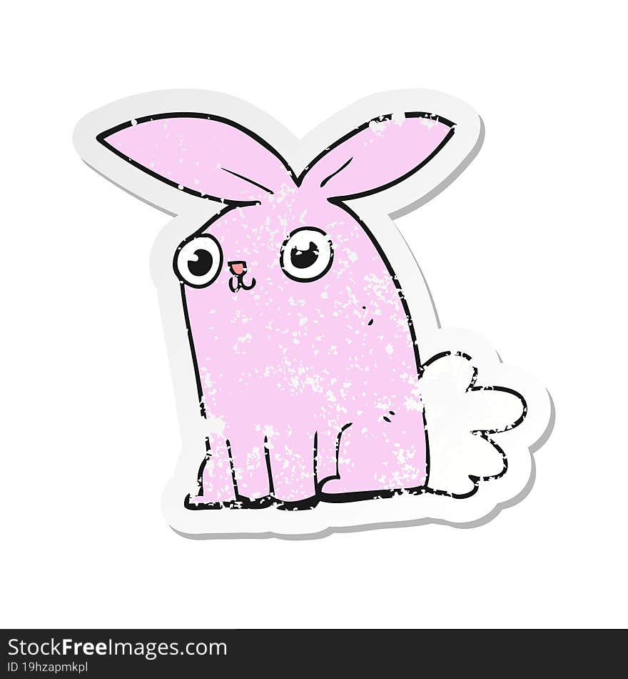 distressed sticker of a cartoon bunny rabbit