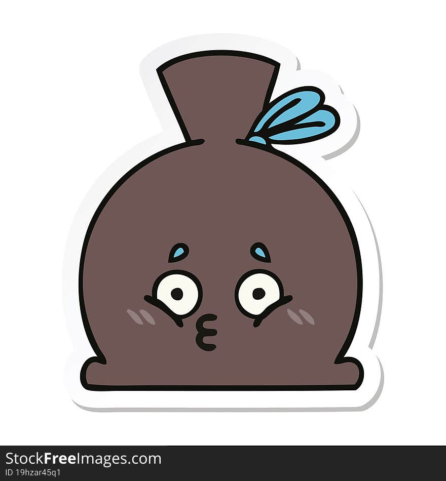 Sticker Of A Cute Cartoon Sack