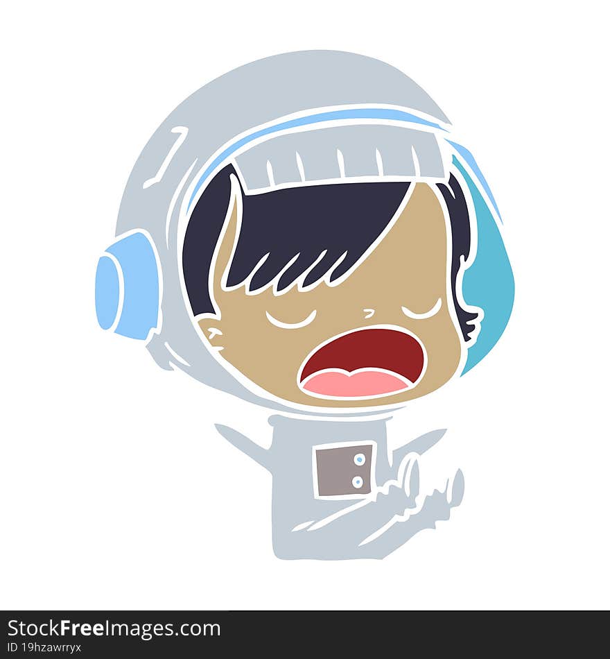 Flat Color Style Cartoon Astronaut Woman Explaining