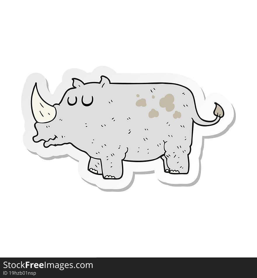 sticker of a cartoon rhino