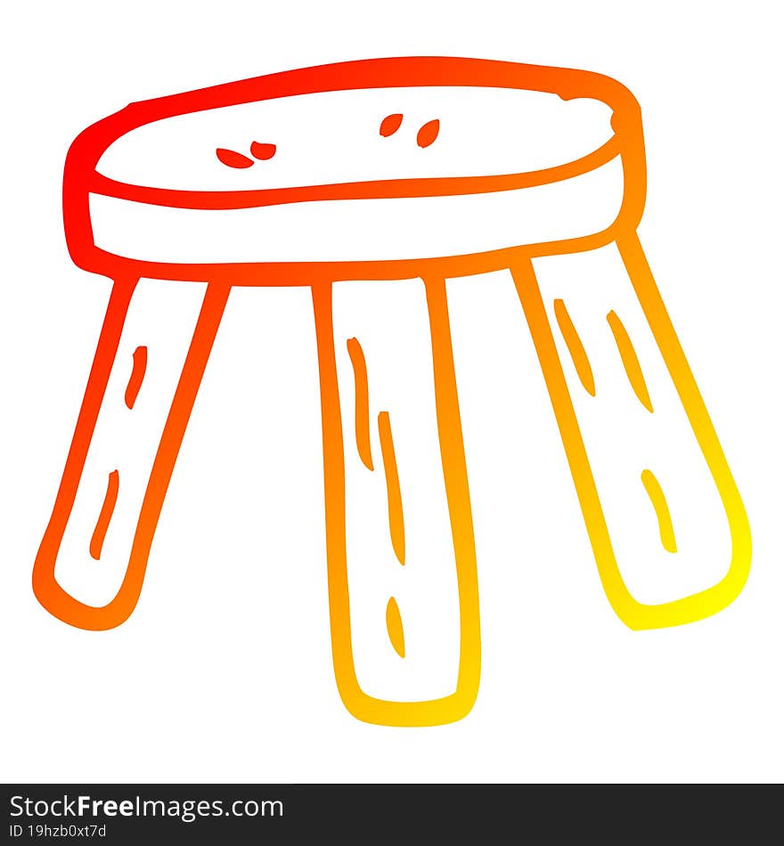 warm gradient line drawing cartoon small stool