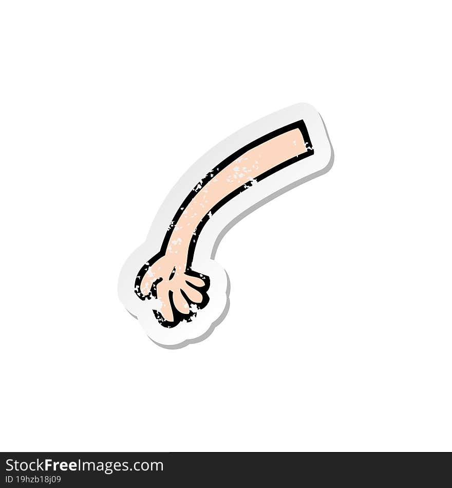 Retro Distressed Sticker Of A Cartoon Arm