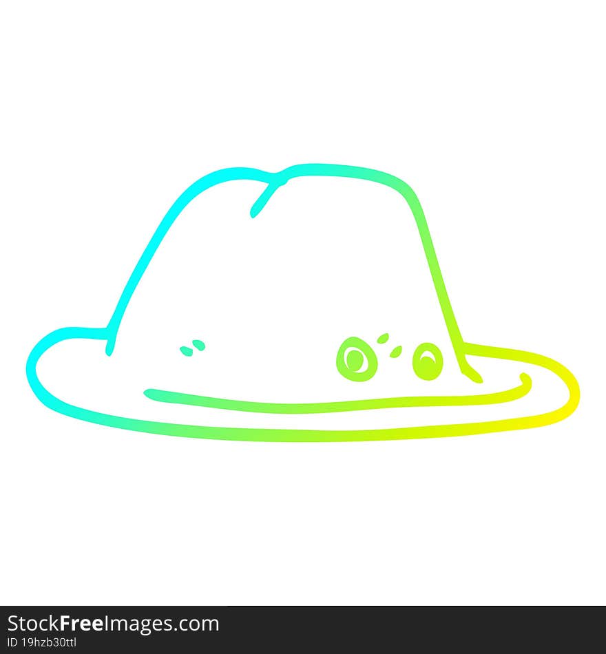 cold gradient line drawing of a cartoon hat