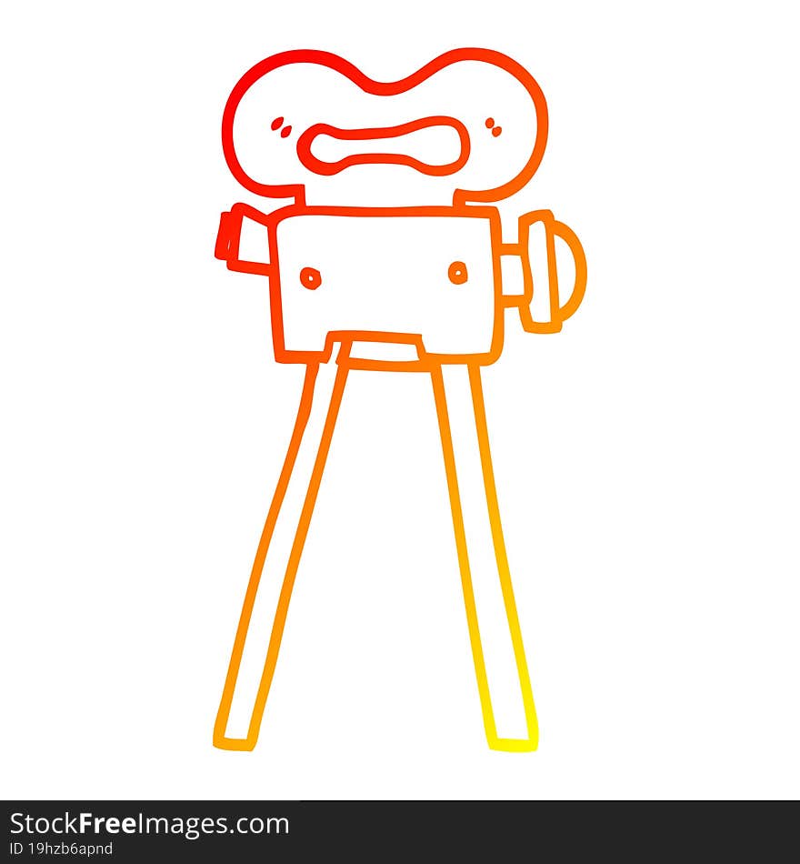 warm gradient line drawing of a cartoon film camera