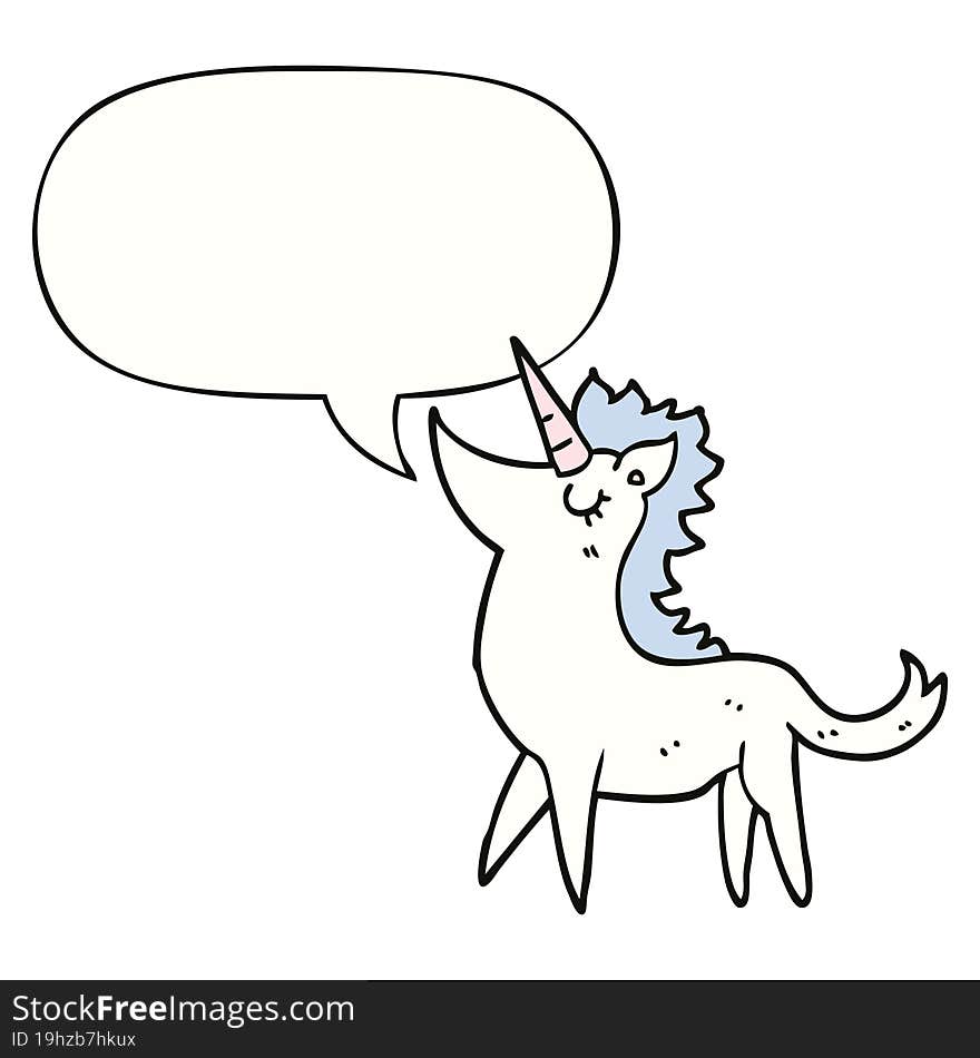 Cartoon Unicorn And Speech Bubble