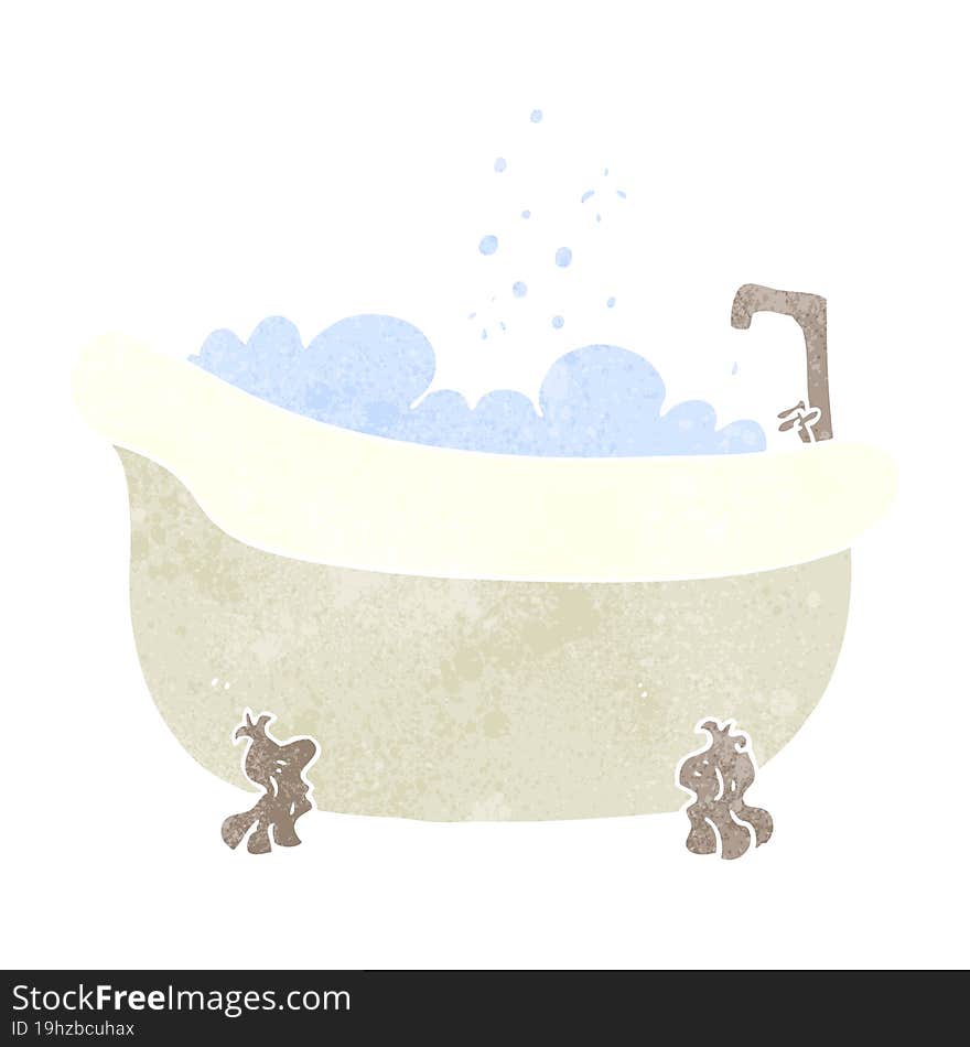 retro cartoon bath full of water