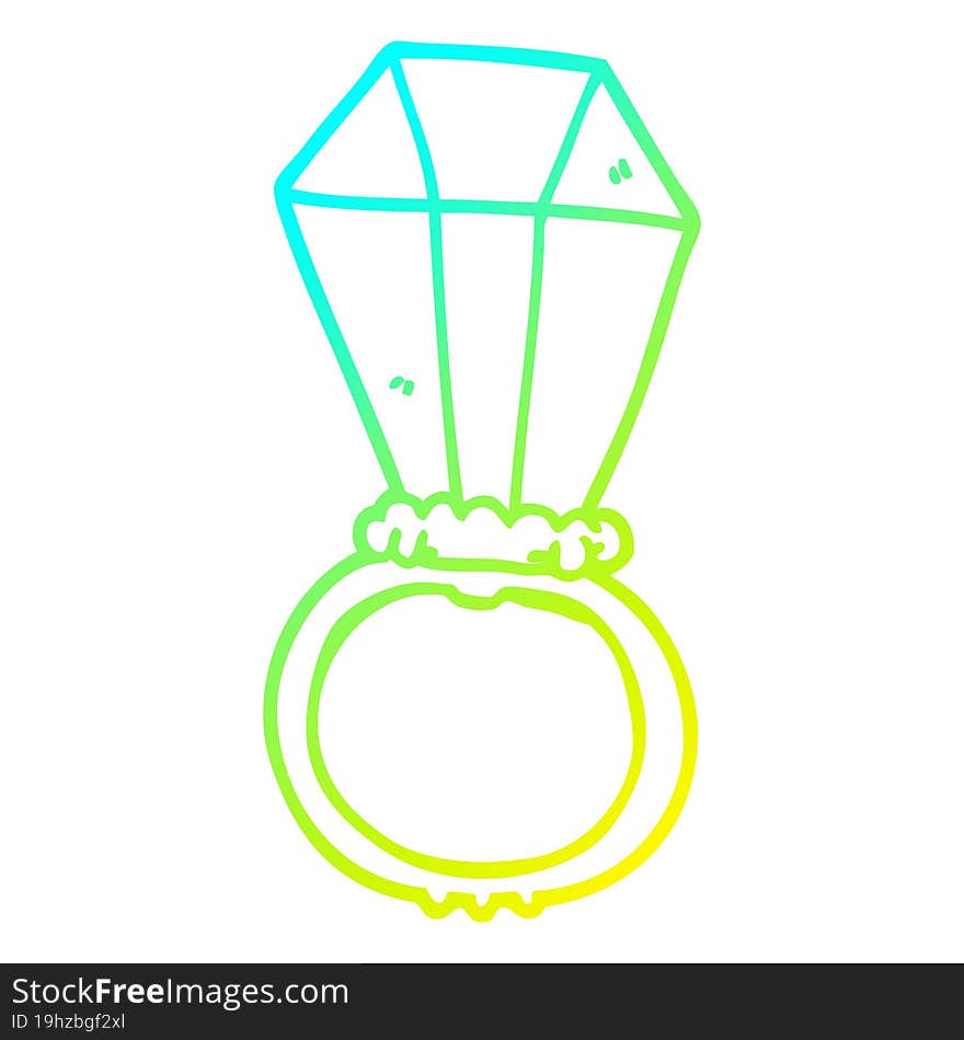 Cold Gradient Line Drawing Cartoon Engagement Ring