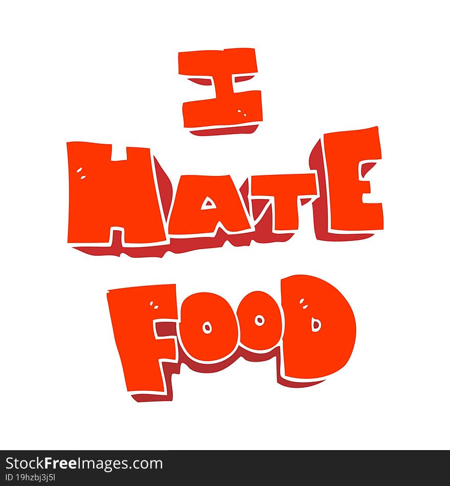 flat color illustration of a cartoon i hate food symbol