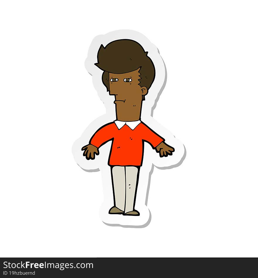 sticker of a cartoon suspicious man