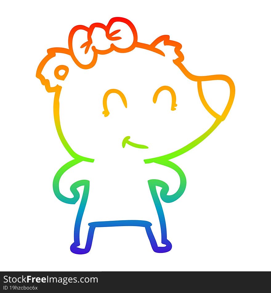 rainbow gradient line drawing female bear cartoon