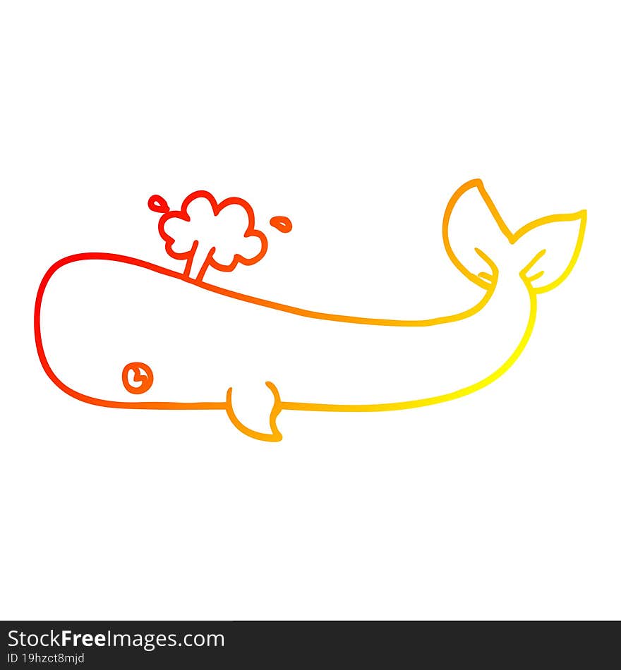 Warm Gradient Line Drawing Cartoon Whale