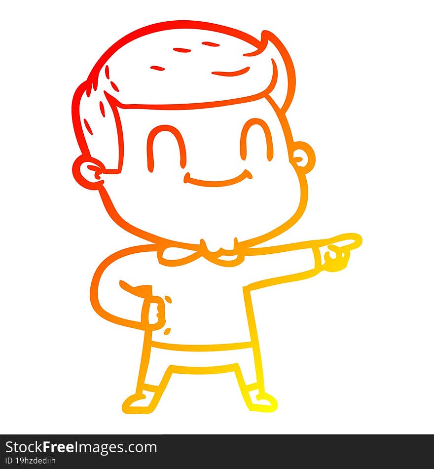 warm gradient line drawing of a cartoon friendly man