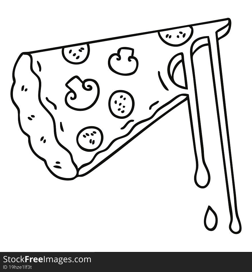 line drawing quirky cartoon cheesy pizza. line drawing quirky cartoon cheesy pizza