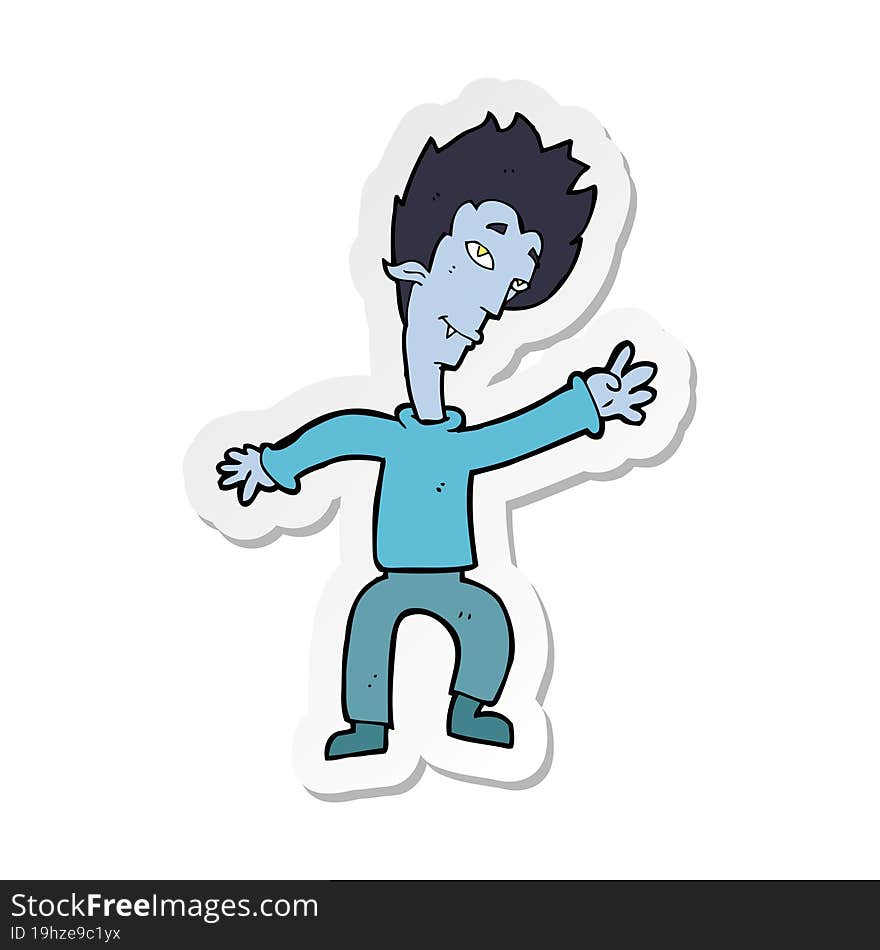 sticker of a cartoon halloween vampire