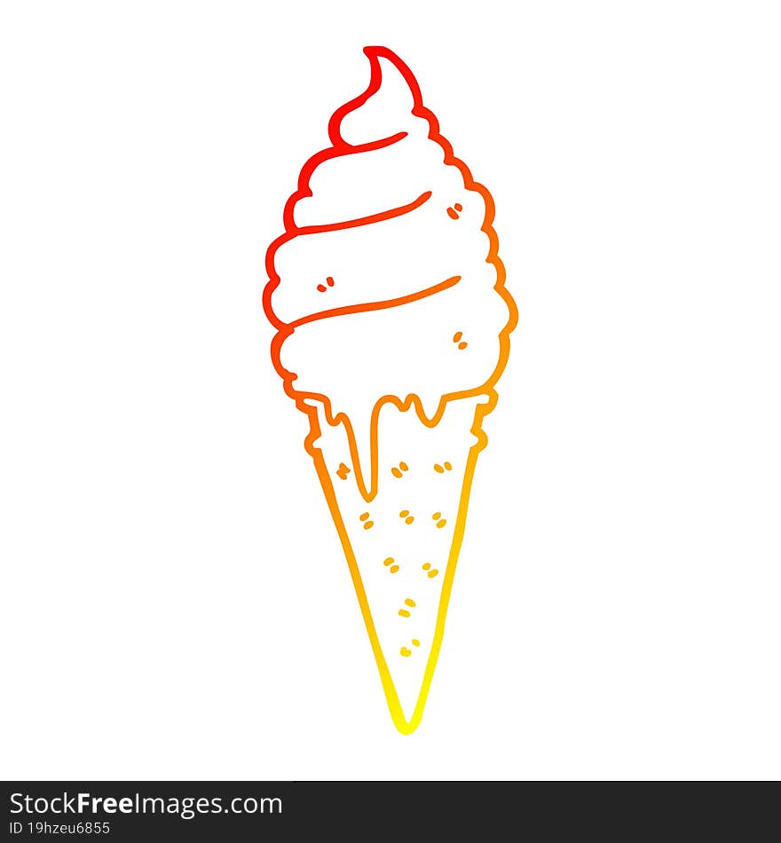 warm gradient line drawing cartoon ice cream