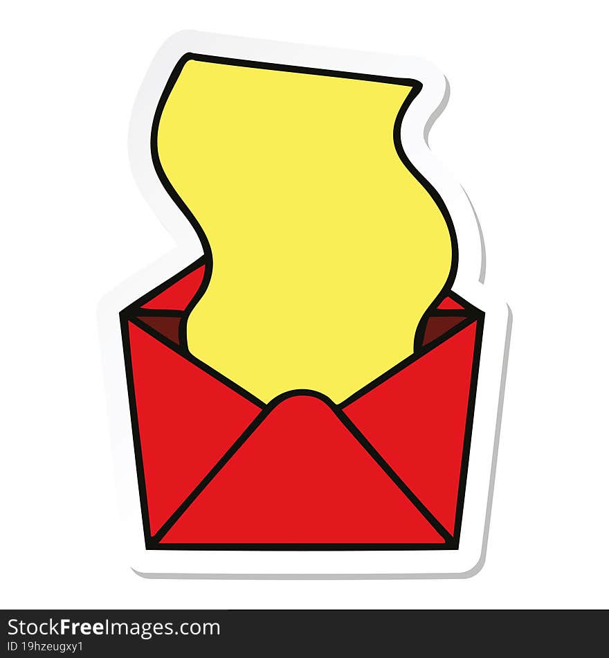 sticker of a quirky hand drawn cartoon letter and envelope