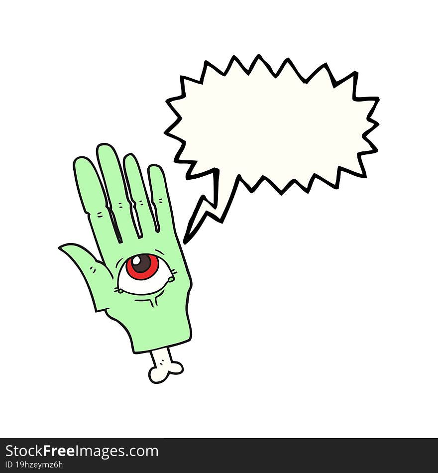 Speech Bubble Cartoon Spooky Eye Hand