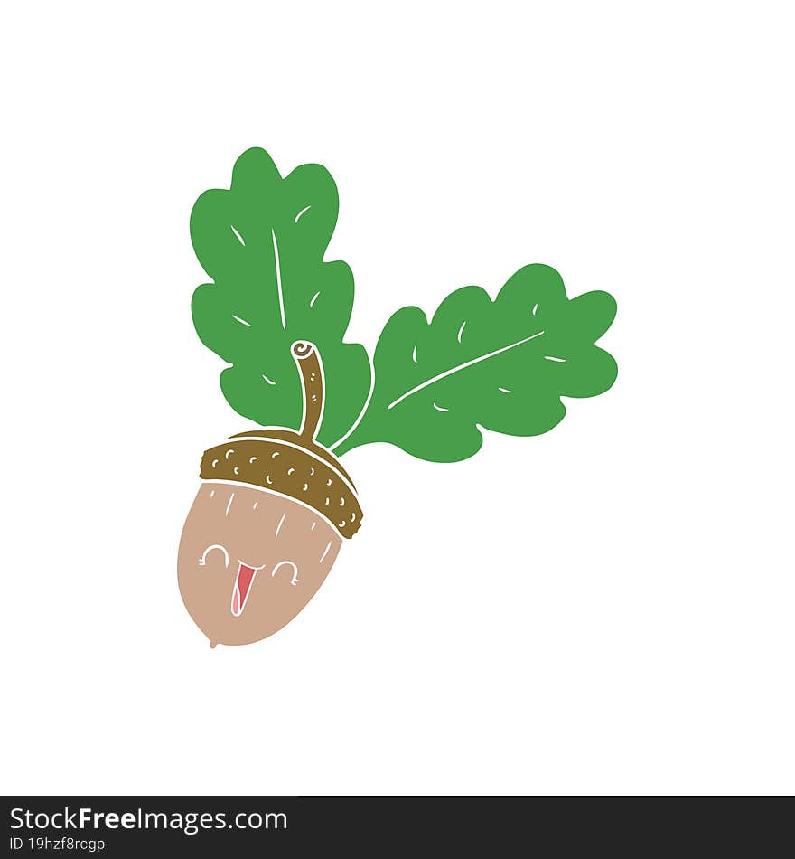 flat color style cartoon acorn