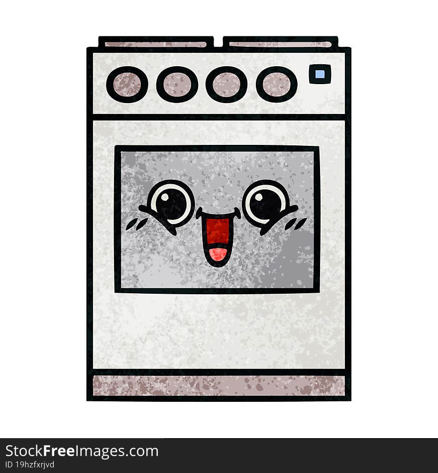 retro grunge texture cartoon kitchen oven