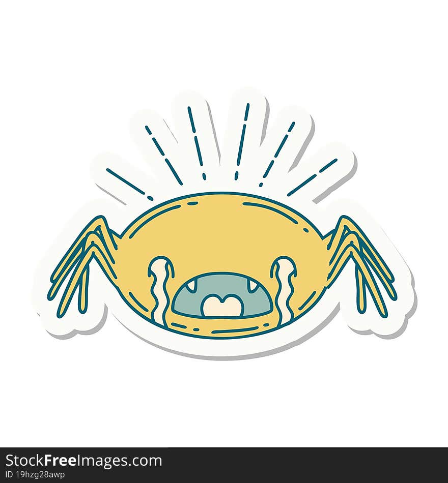 sticker of tattoo style crying spider