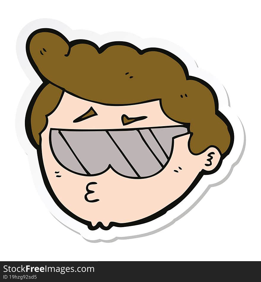 sticker of a cartoon boy wearing sunglasses