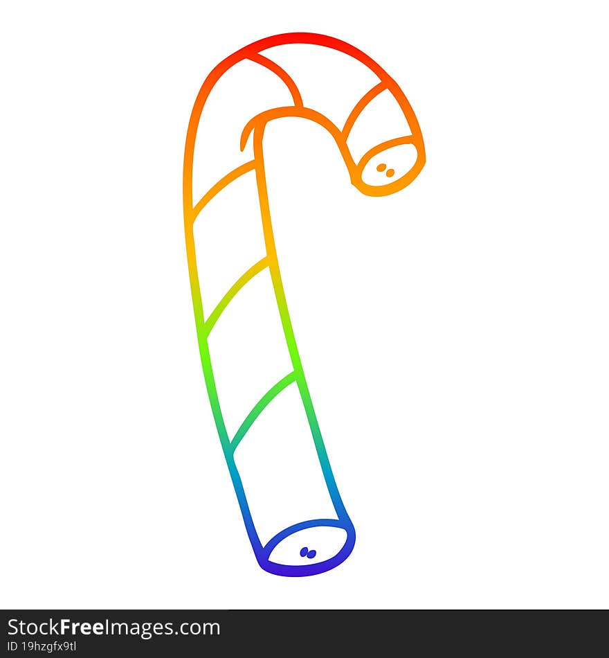 rainbow gradient line drawing cartoon striped candy cane