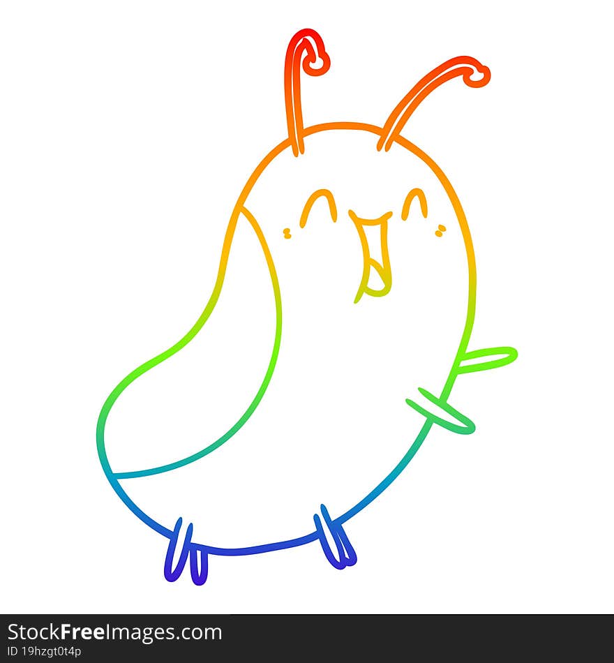 rainbow gradient line drawing cartoon happy bug