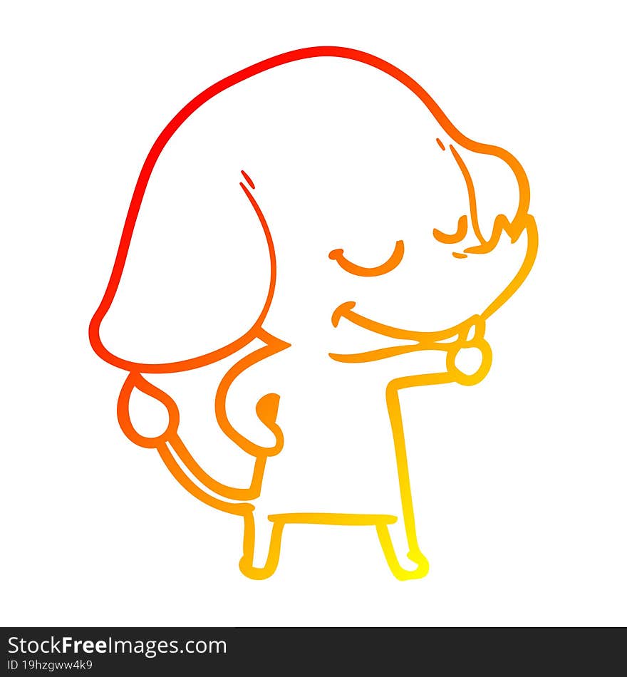 warm gradient line drawing cartoon smiling elephant