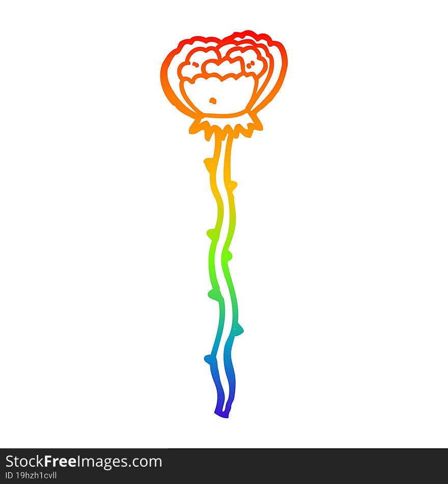 rainbow gradient line drawing cartoon flower