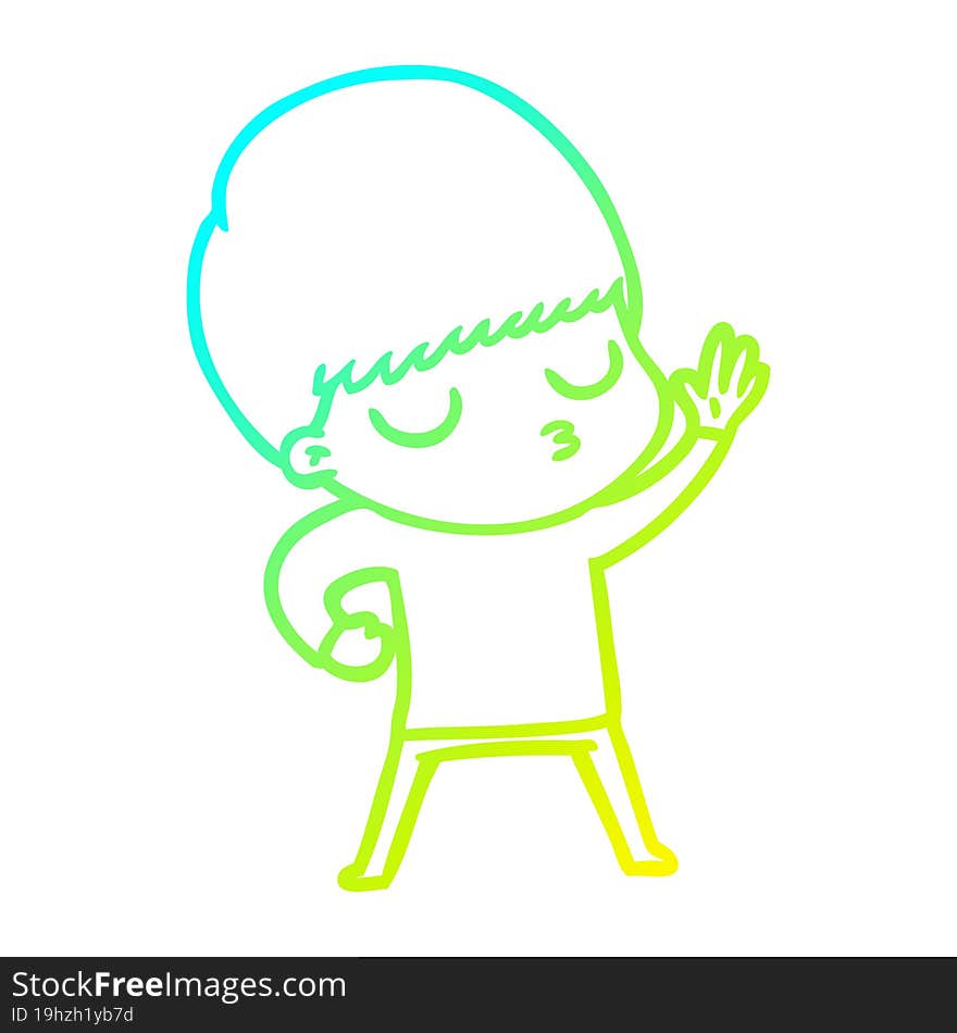 cold gradient line drawing cartoon calm boy