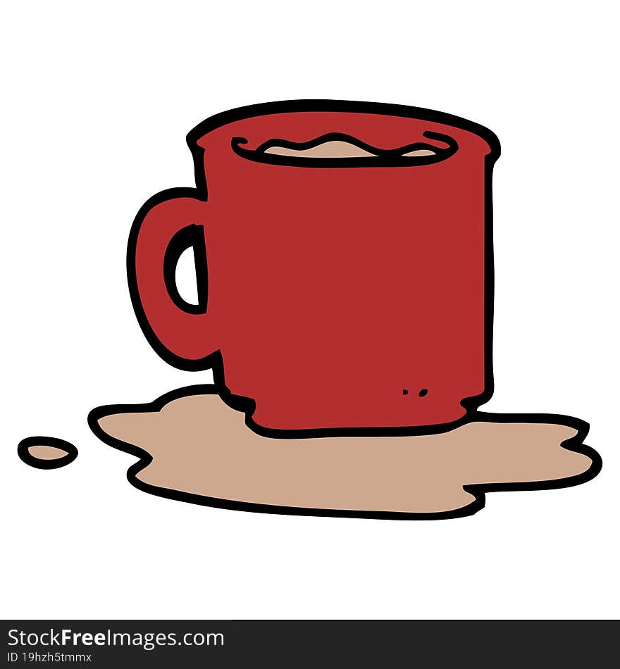 cartoon doodle of spilt mug of tea