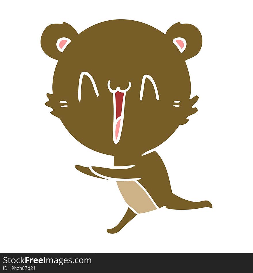 running bear flat color style cartoon