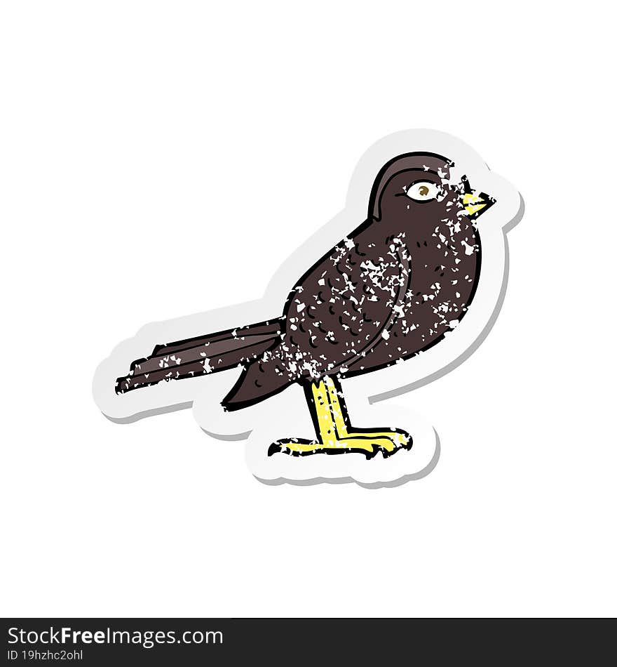 retro distressed sticker of a cartoon garden bird