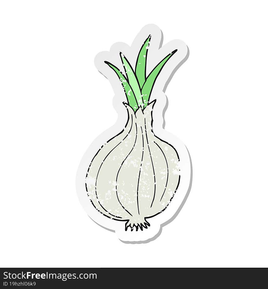 retro distressed sticker of a cartoon onion