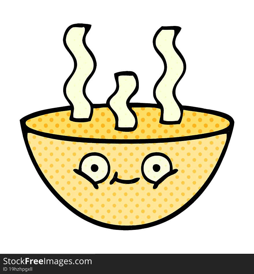 Comic Book Style Cartoon Bowl Of Hot Soup