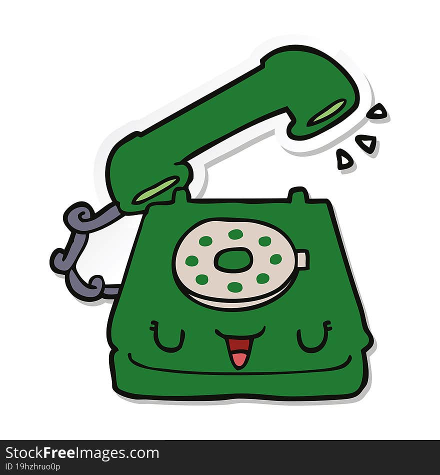 sticker of a cute cartoon telephone