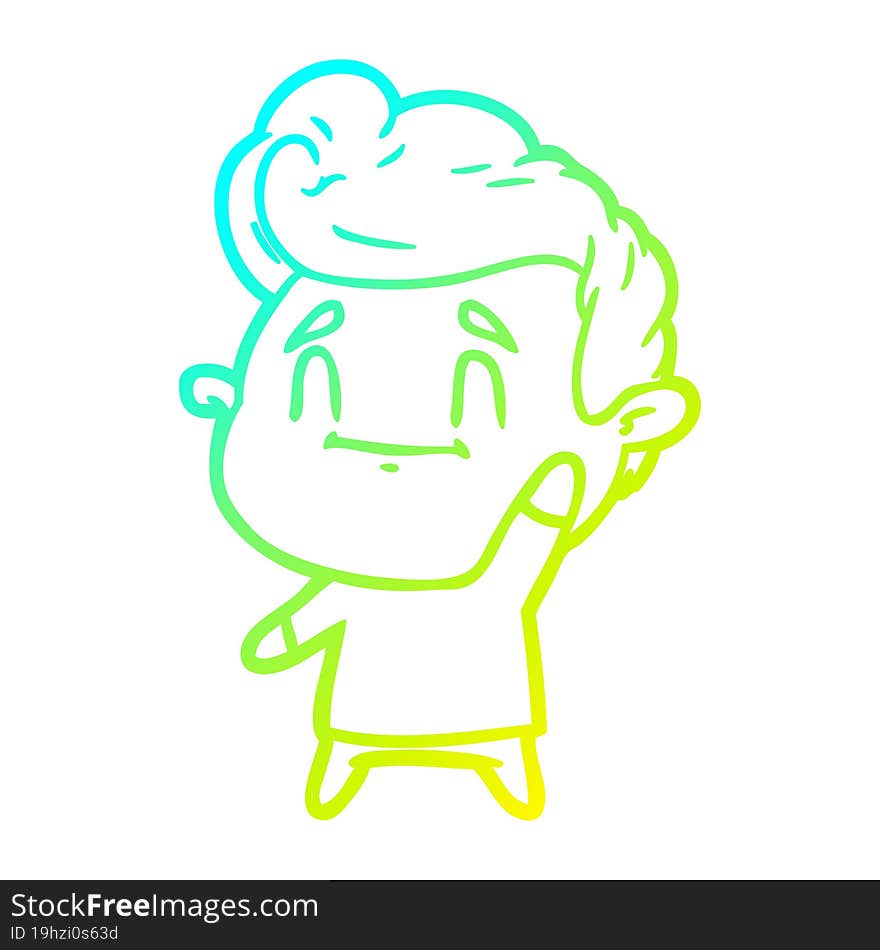 cold gradient line drawing happy cartoon man