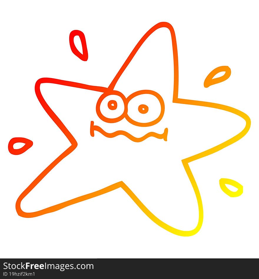 warm gradient line drawing funny cartoon star