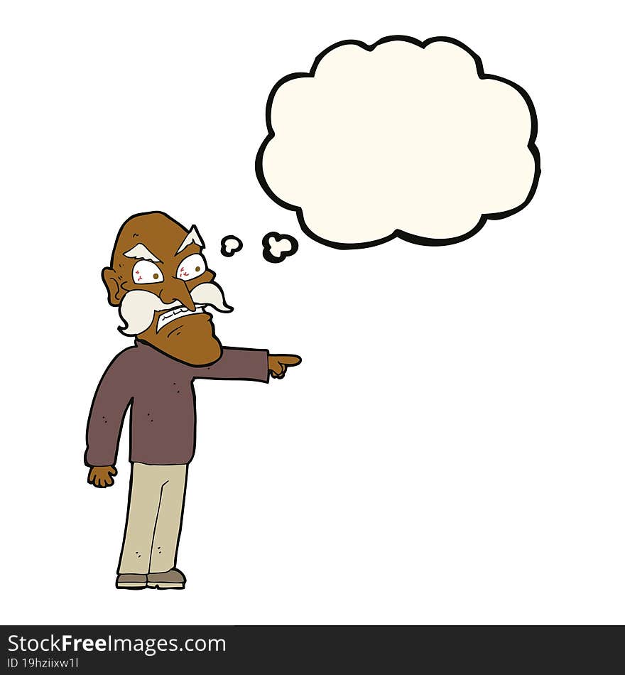 Cartoon Furious Old Man With Thought Bubble