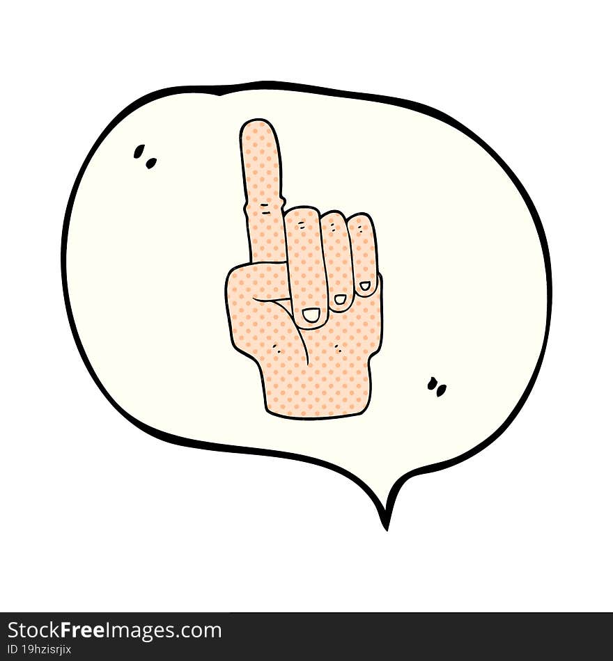 freehand drawn comic book speech bubble cartoon pointing hand